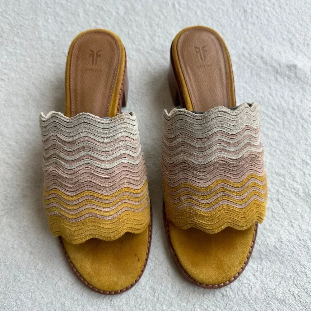 Frye Cindy Wave Mule block heel sandal‎ 6.5 M